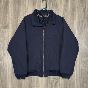 LANDS END Navy Classic Squall Jacket Sherpa Lined Bomber Men’s Size Large 42/44